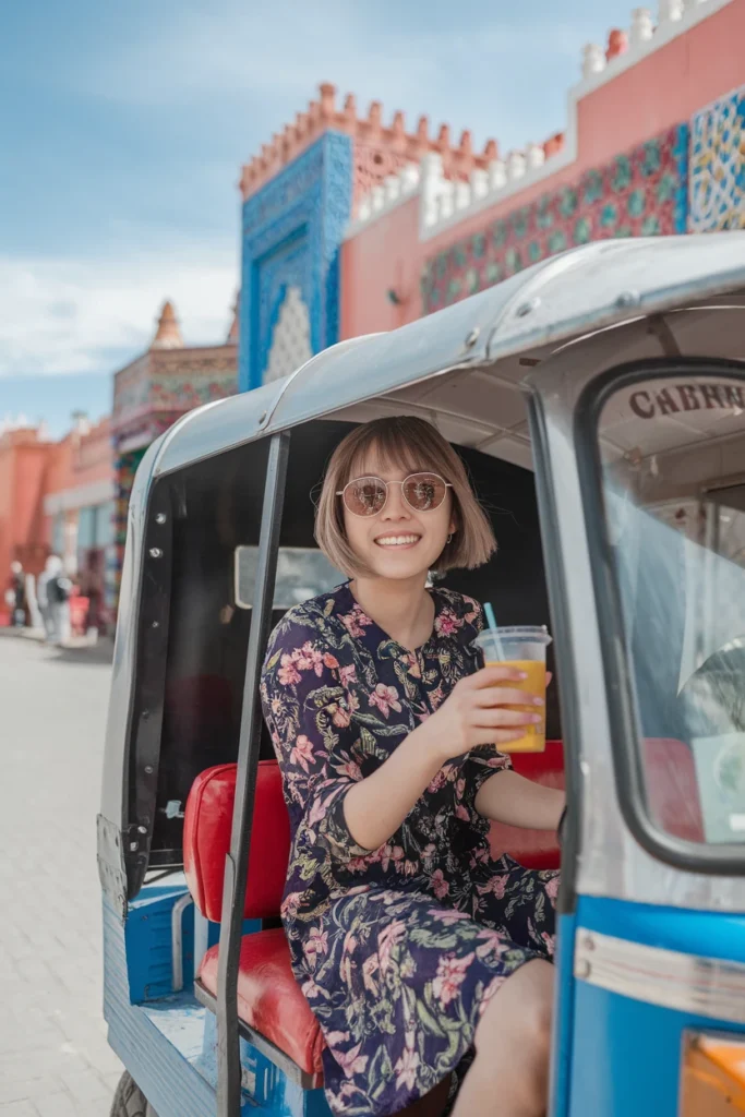 TukTuk Marrakech Tour navigating the bustling streets of Marrakech